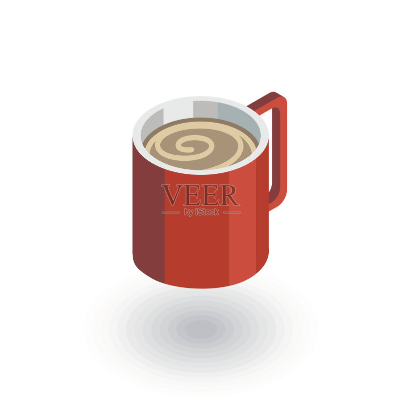 咖啡杯2.5D扁平3D矢量图标图标素材