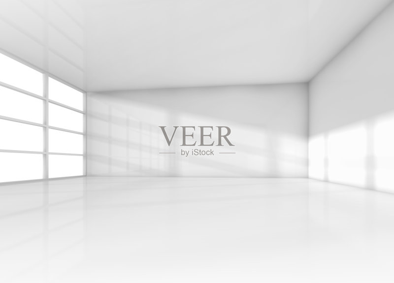 抽象的内部,白色的空房间与日光正版图片素材