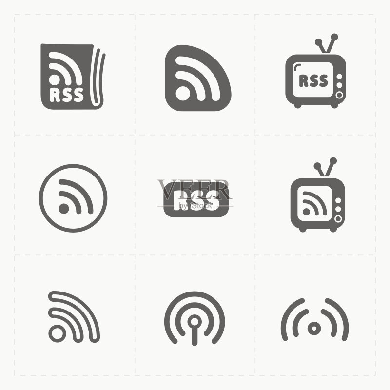 RSS标志图标,白色背景上的RSS订阅符号图标素材