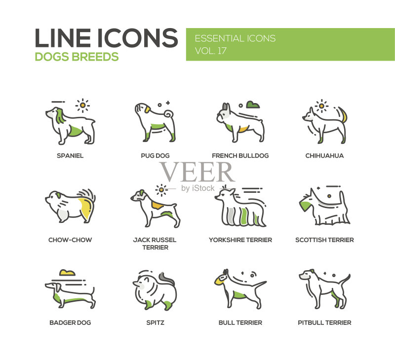 犬种线性设计图标集图标素材