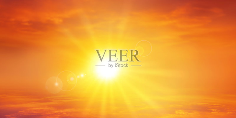 全景温暖的夕阳正版插画素材