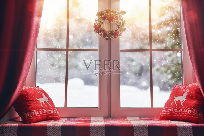 圣诞装饰窗正版图片素材