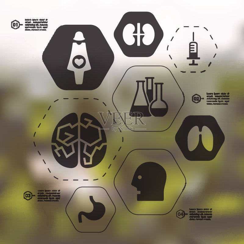 无聚焦背景的医学信息图表图标素材