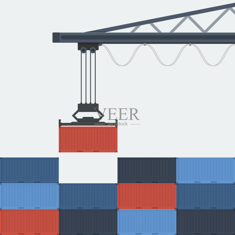集装箱运输。正版插画素材
