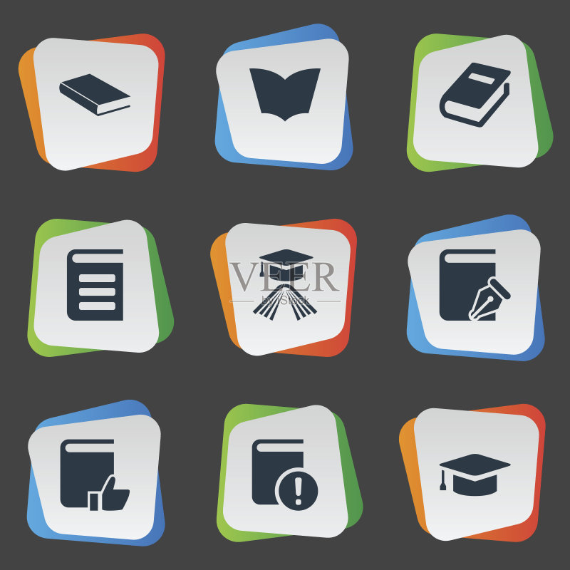 9个简约知识图标组合图标素材