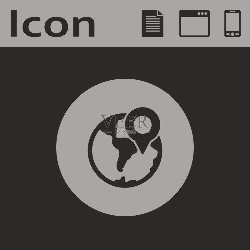 带有图钉矢量图标的地球图标素材