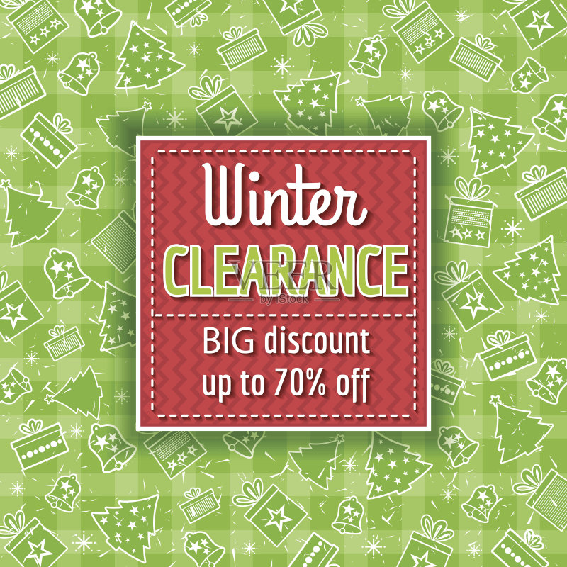 绿色圣诞背景和销售标签,向量正版元素素材