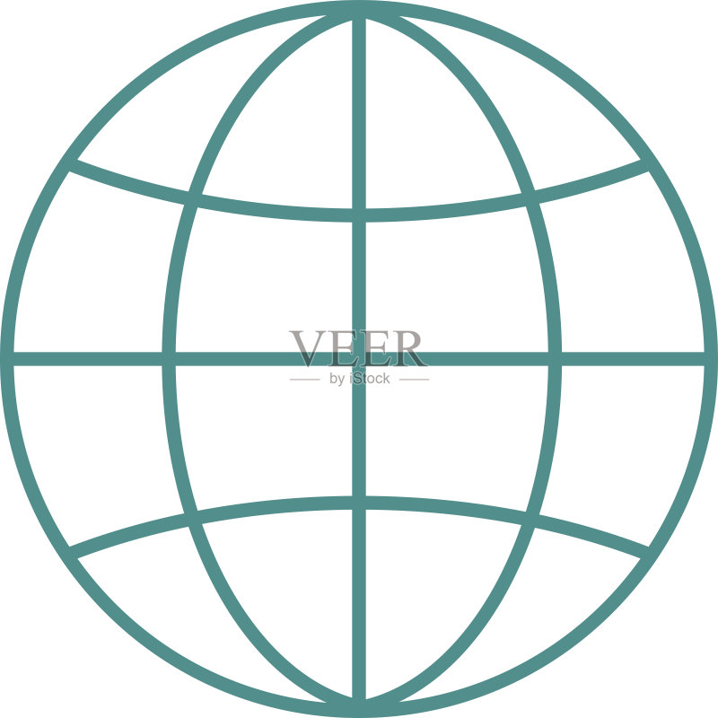 地球仪图标,反射轮廓星球地图符号矢量图图标素材