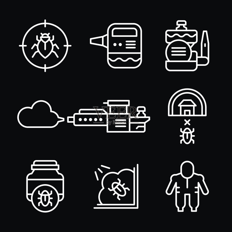 消毒除虫线性图标组合图标素材
