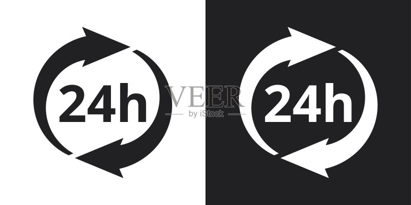 24小时图标双色版图标素材