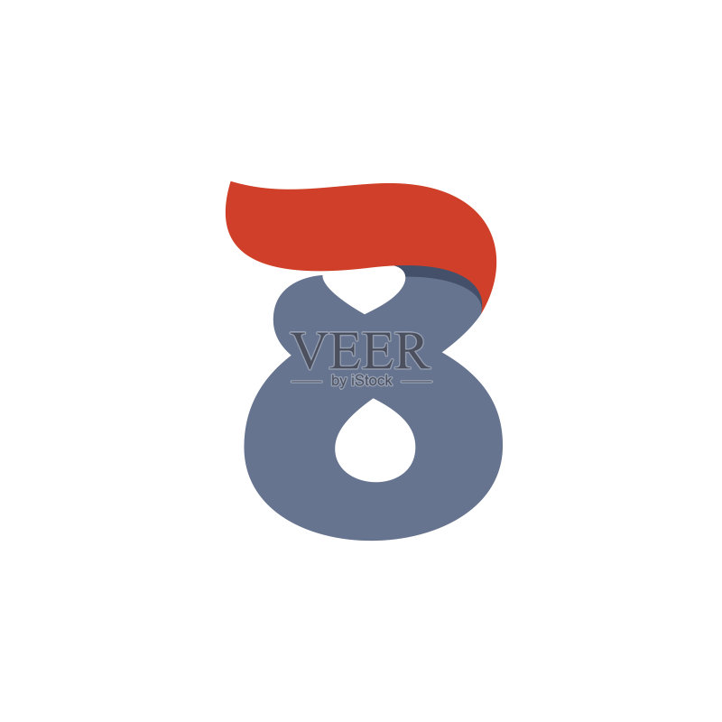 带有快速红色旗帜线的数字8图标图标素材