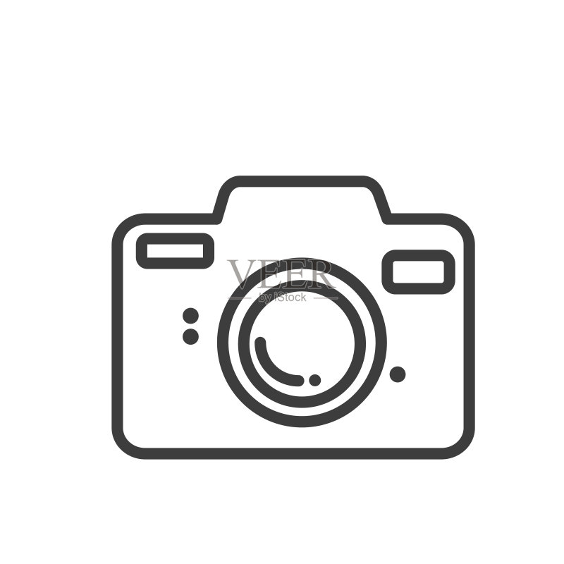 相机线条图标,白色背景上的矢量插图图标素材