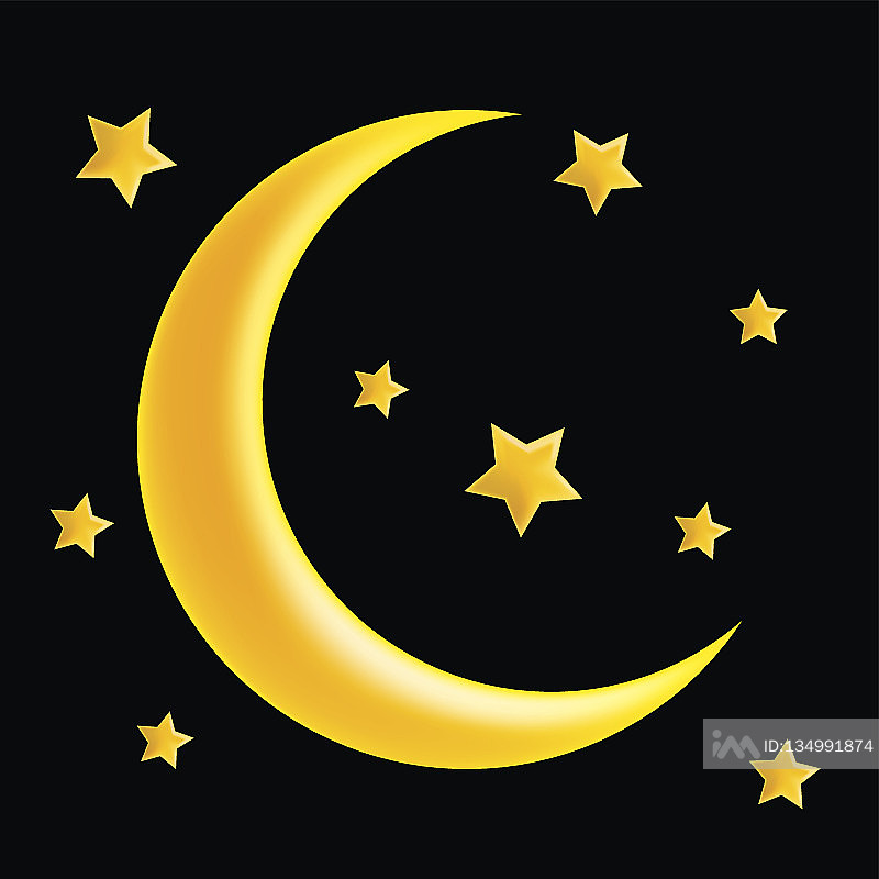 新月和星星矢量符号图标设计图标素材