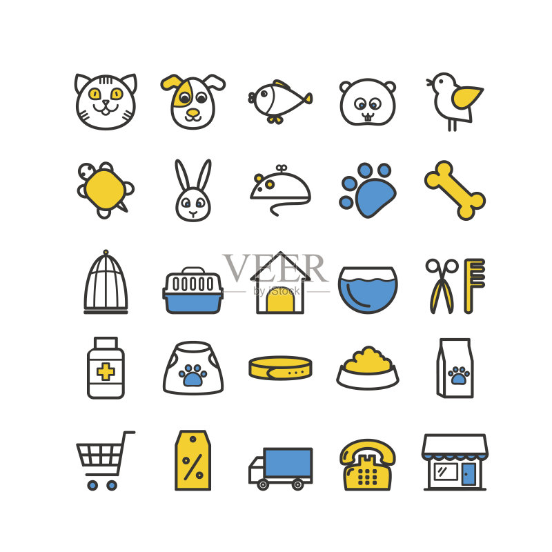 宠物店图标轮廓图案图标素材