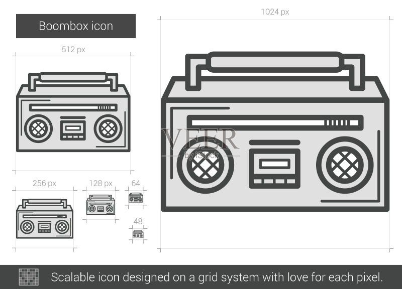 Boombox线性图标图标素材