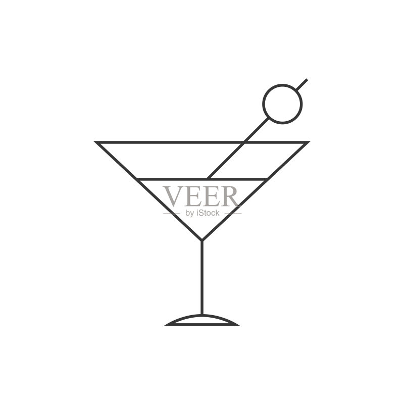 鸡尾酒细线图标图标素材