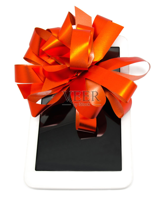 白色牌匾与红丝带和蝴蝶结正版图片素材