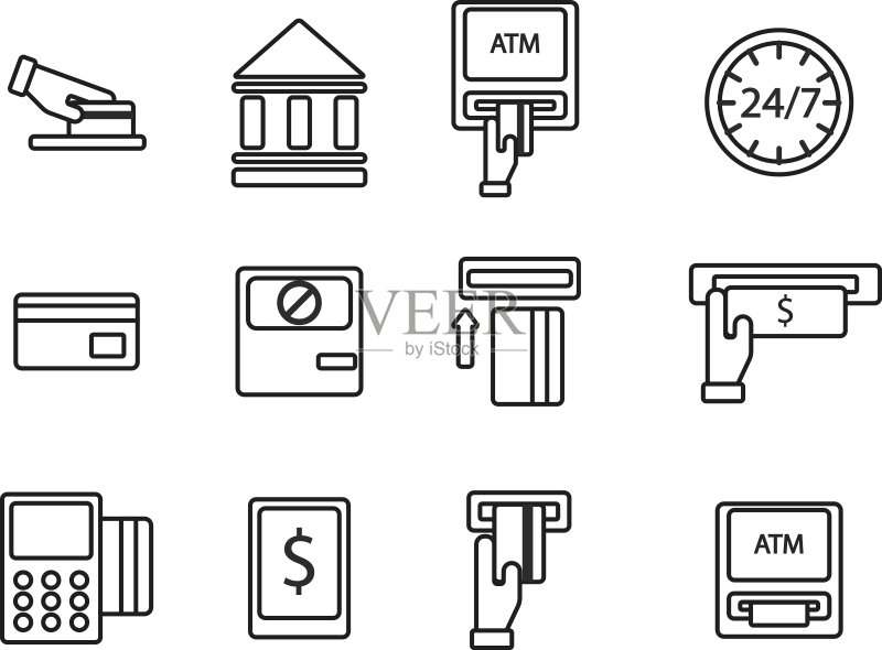ATM图标矢量集图标素材
