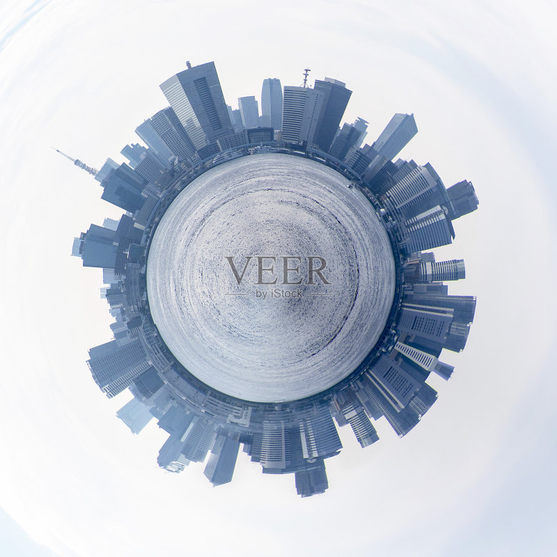 环形全景城市天际线正版图片素材