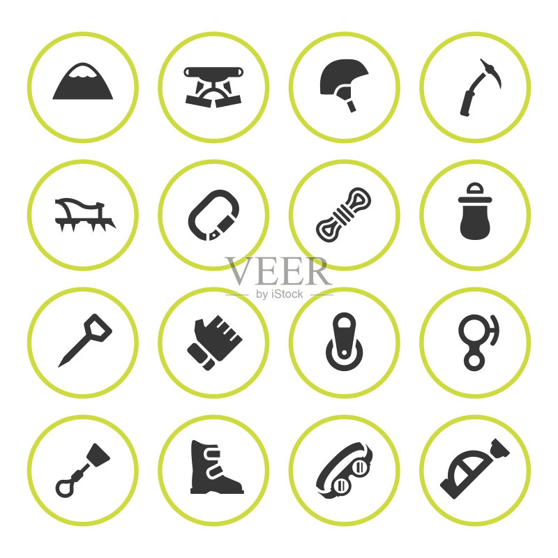 登山圆形图标图标素材