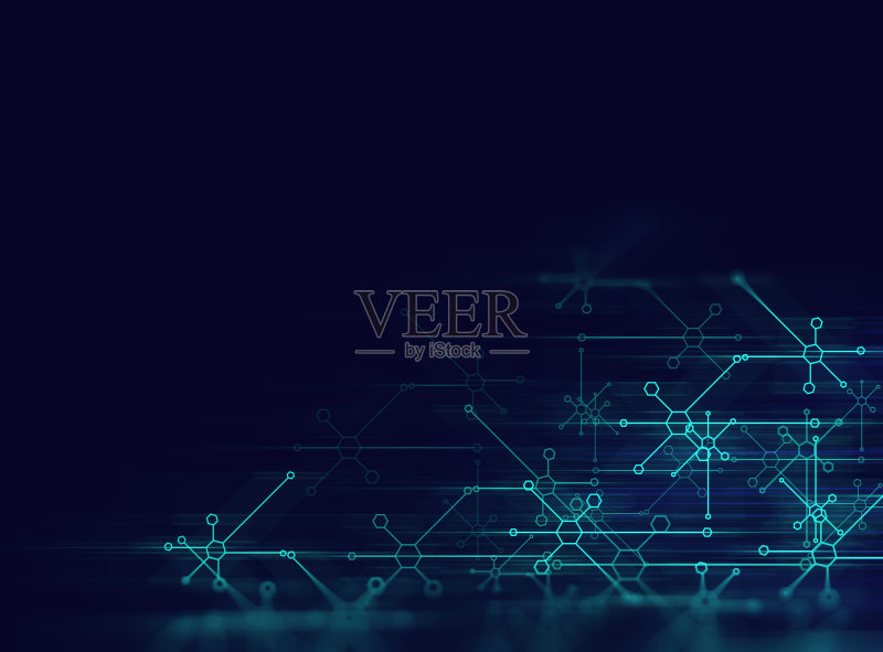 蓝色几何形状抽象技术背景正版插画素材