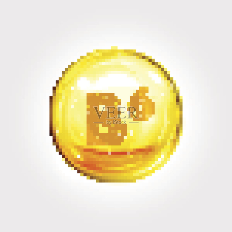 维生素B6金色图标:吡哆醇滴剂胶囊图标素材