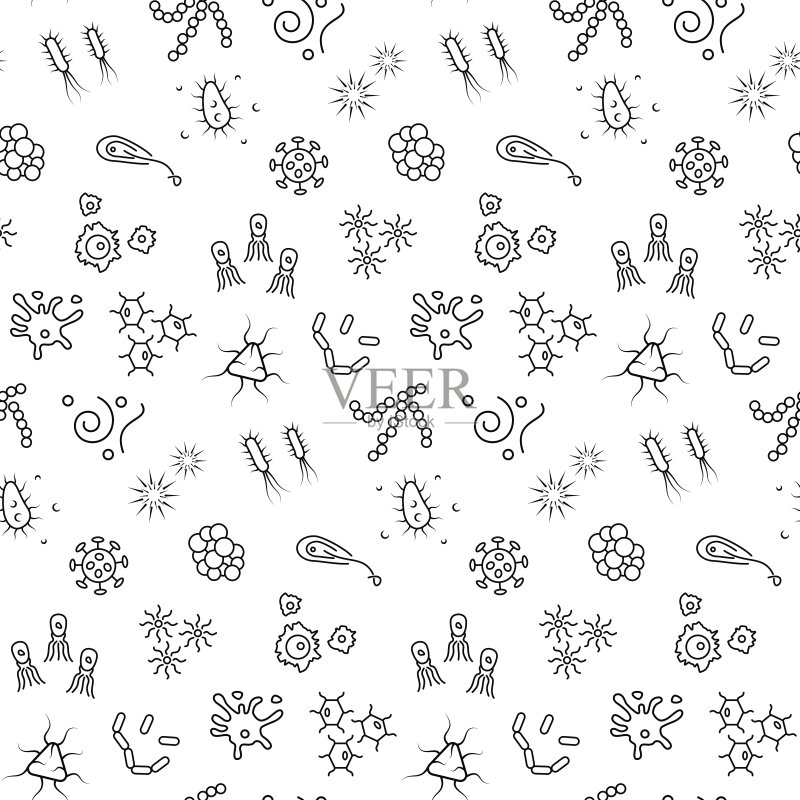 无缝的细菌的模式。矢量插图。矢量符号。正版插画素材