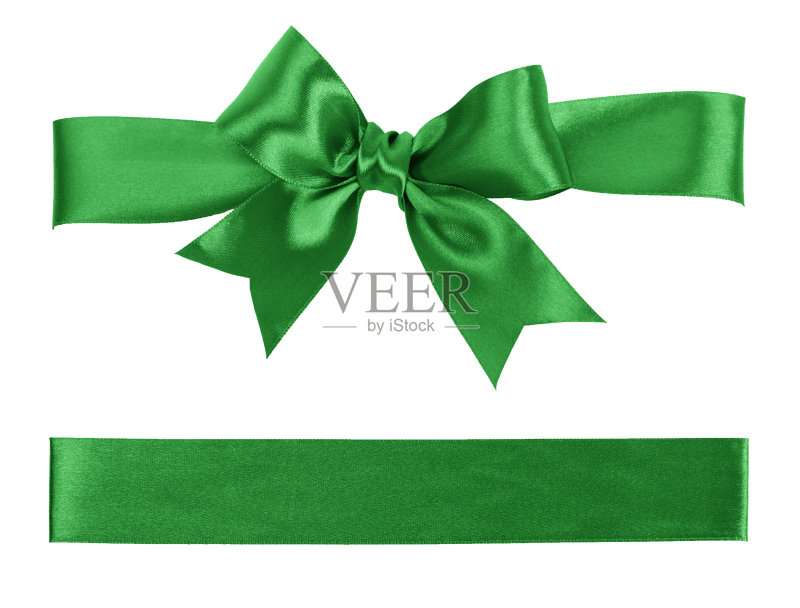 绿色的蝴蝶结和丝带正版图片素材