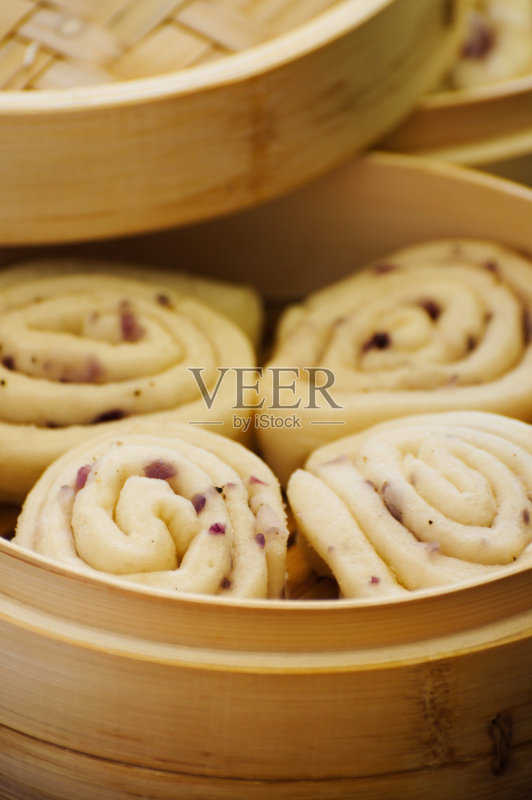 馒头配红洋葱和香油正版图片素材