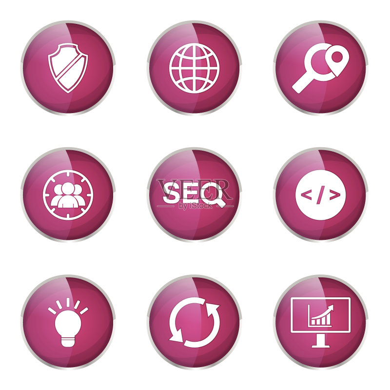 SEO互联网粉色按钮图标设计集2图标素材