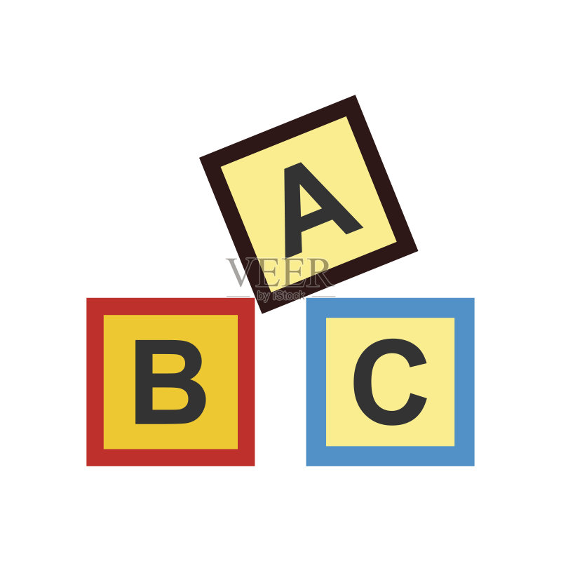 ABC积木玩具扁平图标图标素材
