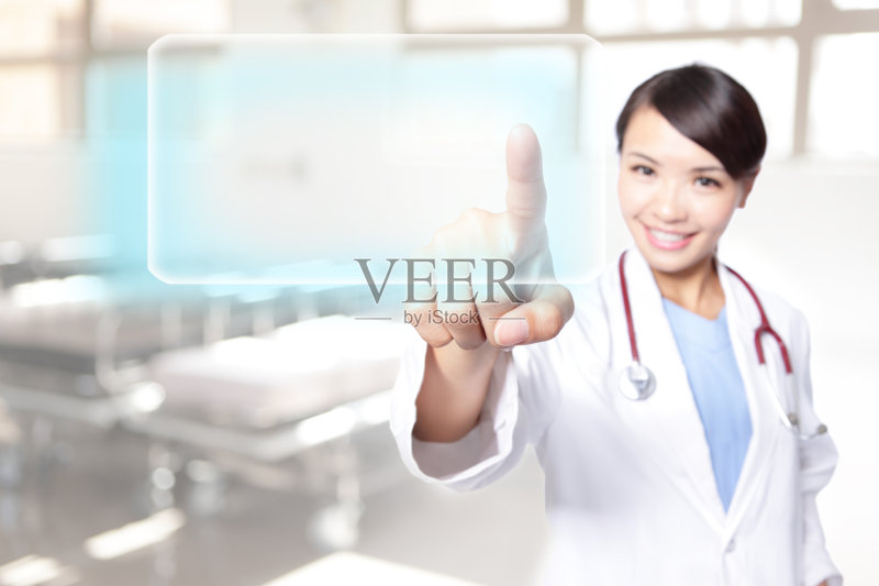 女医生按了空按钮正版图片素材