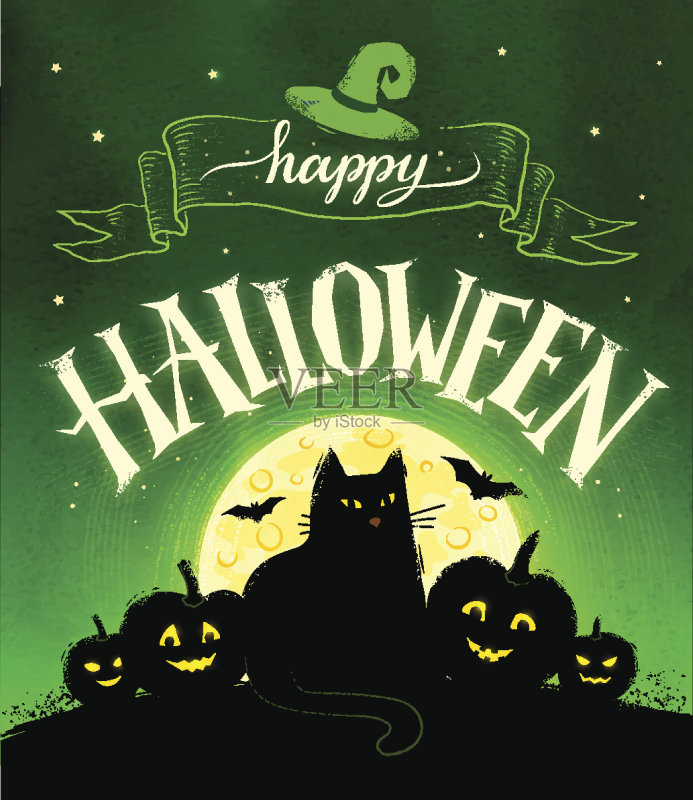 万圣节快乐明信片正版模板素材