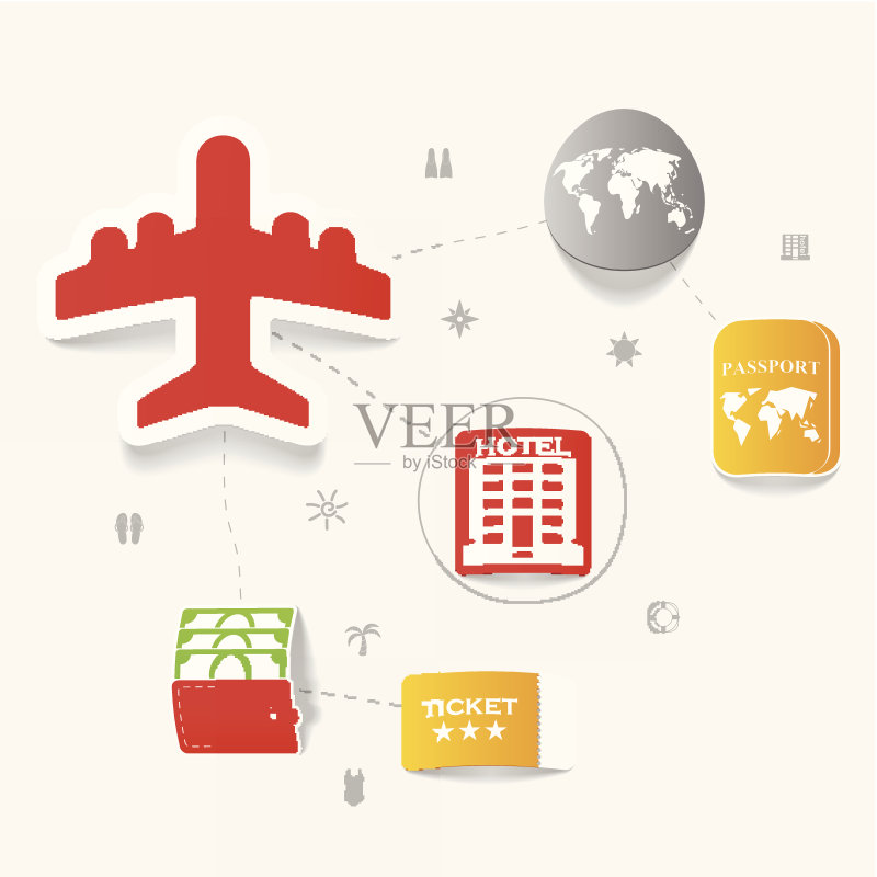 一套夏季旅游图标图标素材