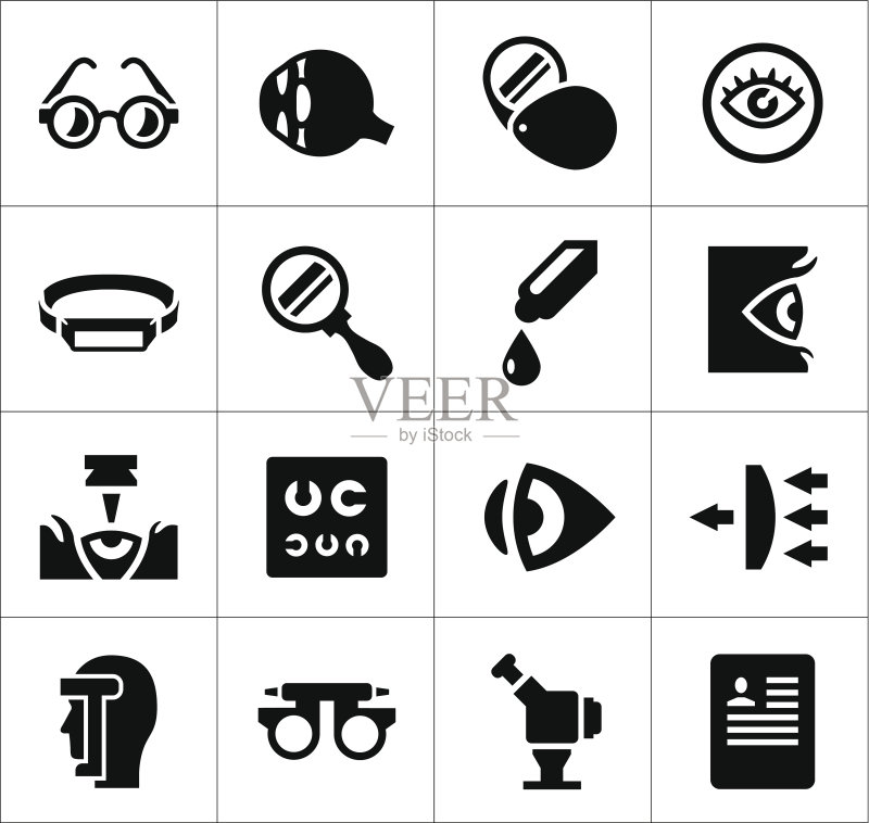 眼科和验光图标集图标素材