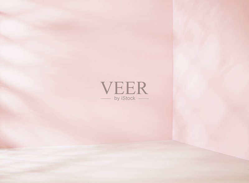 粉红色调的小空房间正版图片素材