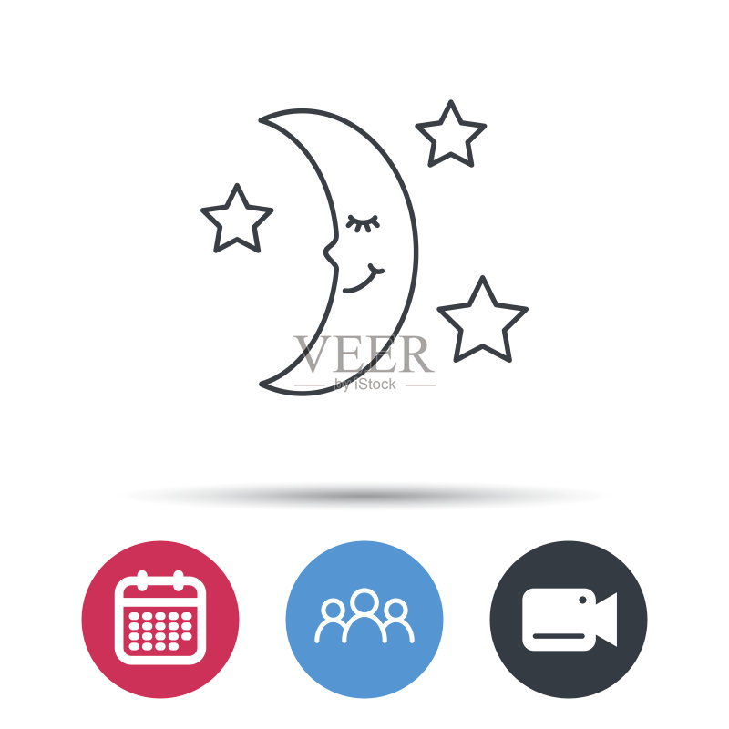 夜晚睡眠图标:月亮和星星图标素材