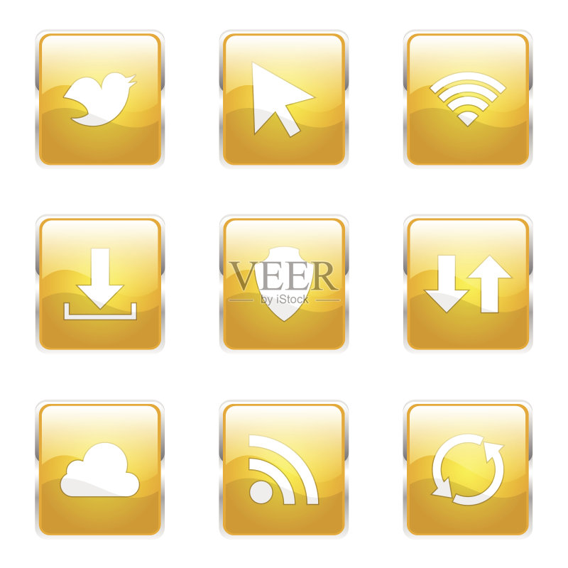 Web互联网社交方形矢量黄色图标设计集图标素材