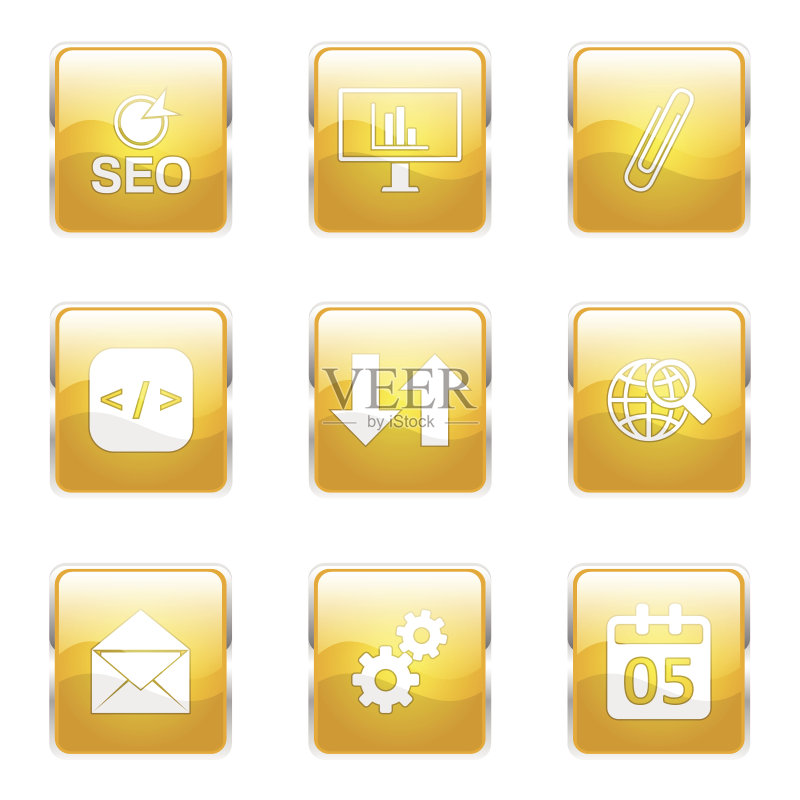 SEO互联网方形黄色图标设计矢量图合集6图标素材