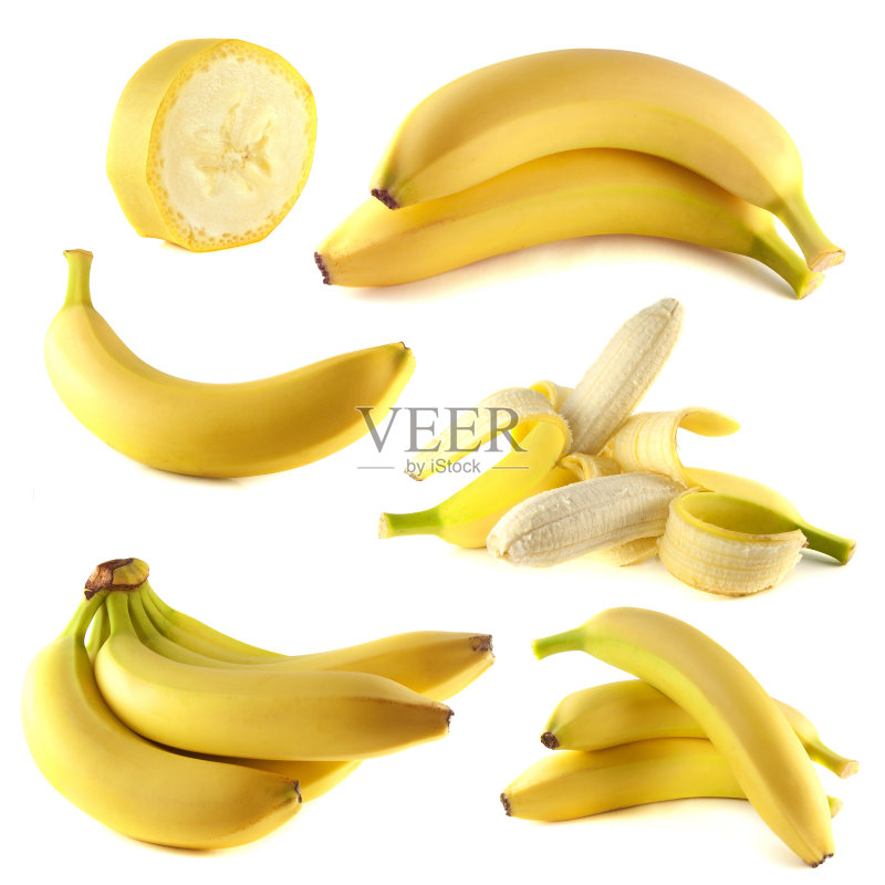 香蕉采集孤立在白色背景正版图片素材