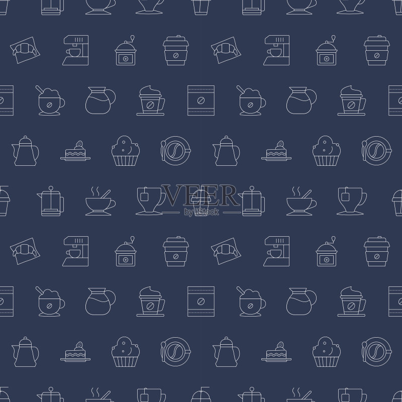 咖啡线条图标图案集图标素材