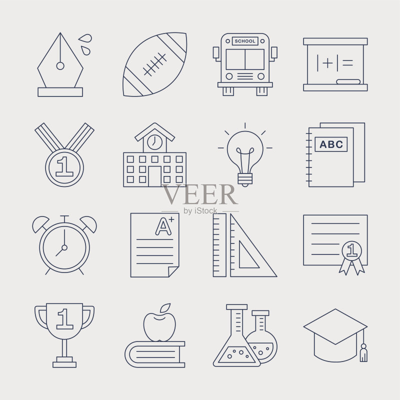 学校线性图标集图标素材