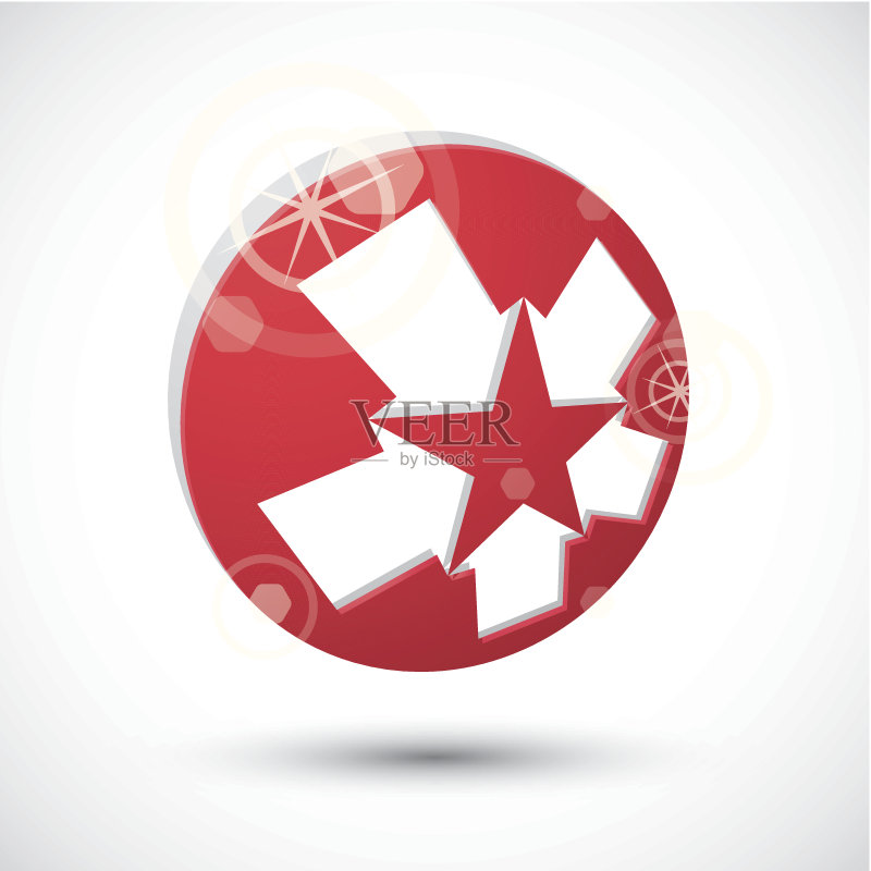 五角星,箭头抽象图标,3D效果图标素材