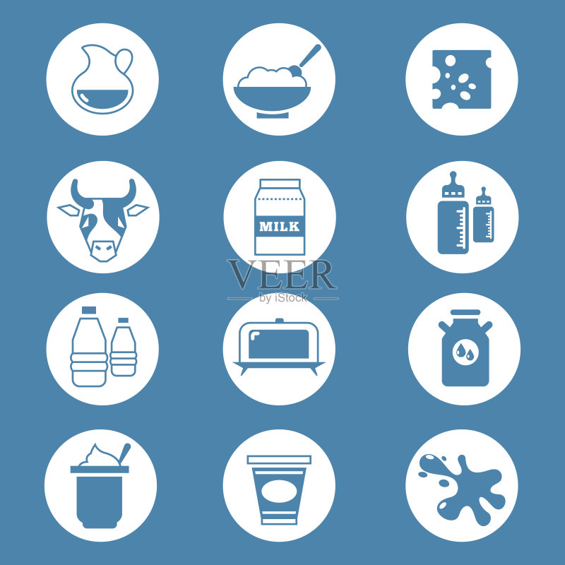 乳制品矢量图标集图标素材