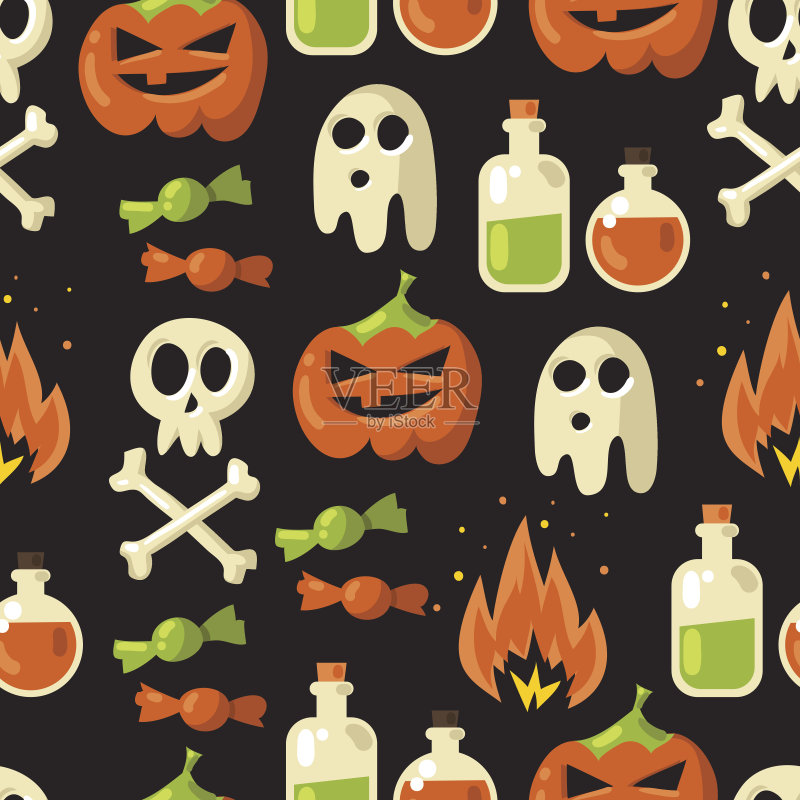万圣节无缝图案背景正版插画素材