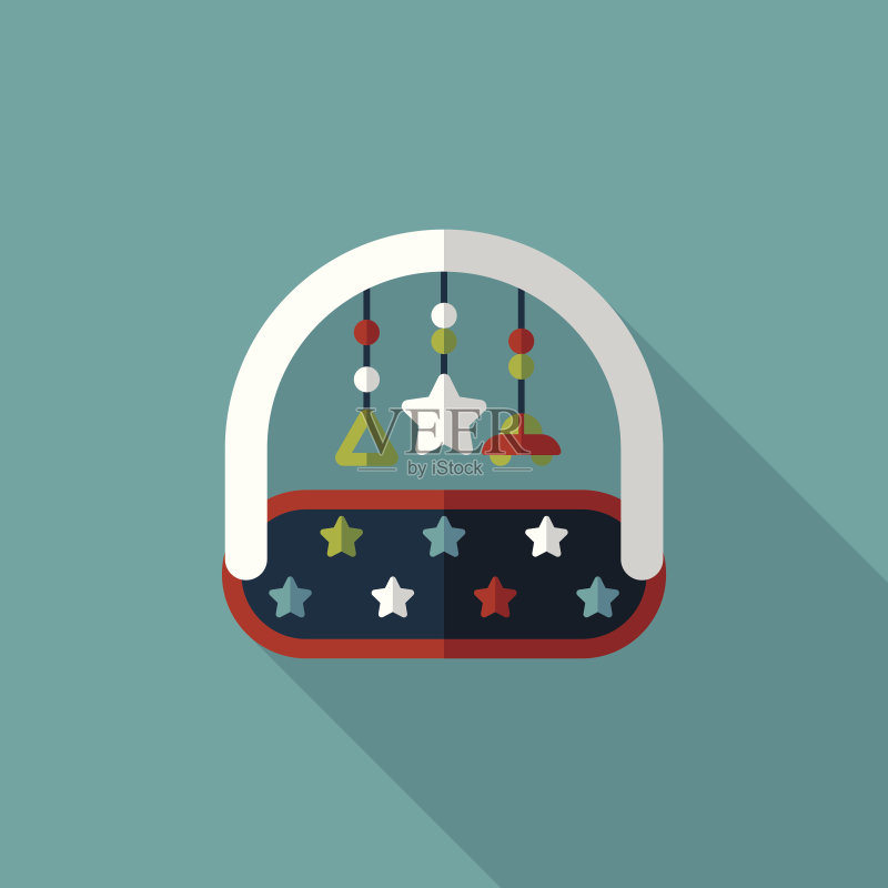 带长阴影的婴儿床玩具(扁平风格,EPS 10)图标素材