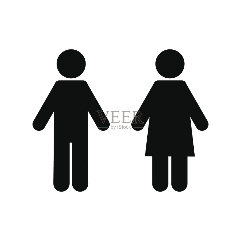 男人女人图标在白色背景上隔离图标素材