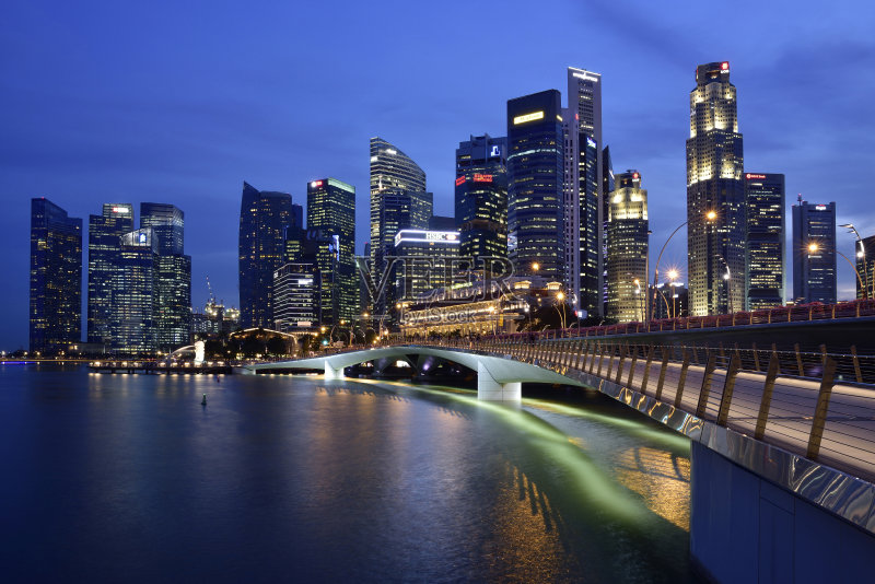新加坡天际线,禧桥正版图片素材