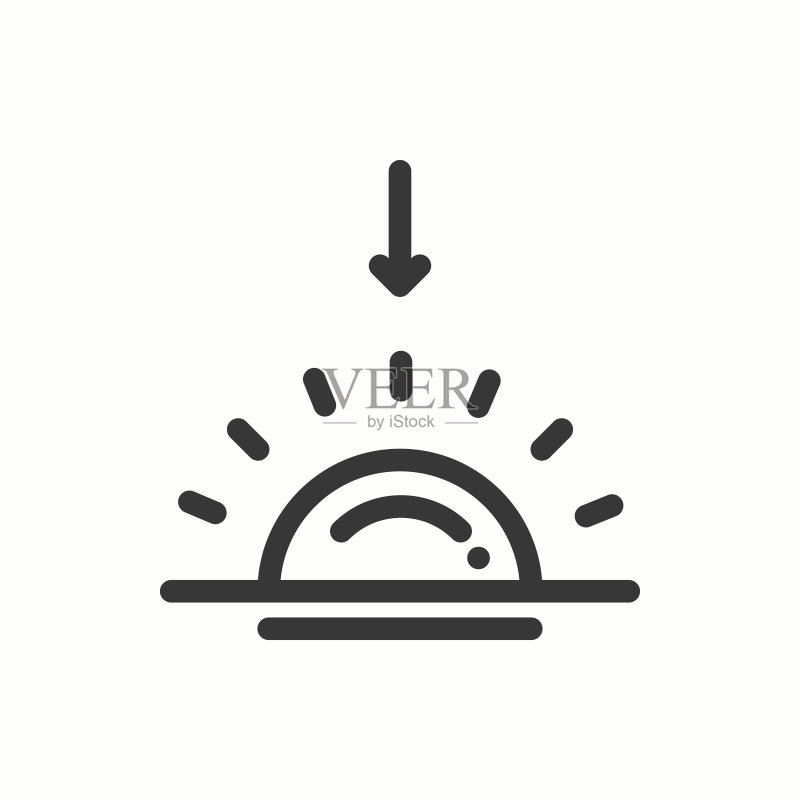 简单的太阳线图标。天气符号。日出,日落。预测设计元素。模板为移动应用程序,web和小部件。向量风格的线性图标。孤立的插图。平坦的阳光,标志。标志正版插画素材
