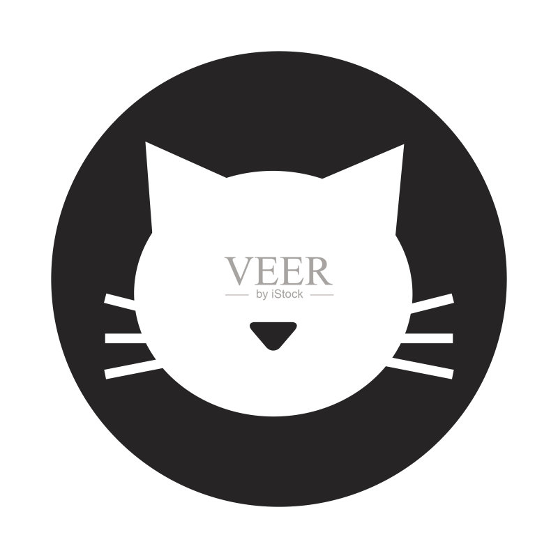 可爱猫咪吉祥物剪影孤立图标图标素材
